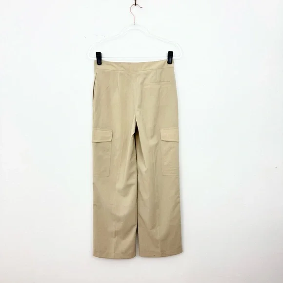 Theory Wide Leg Cargo Pants Size 0 Beige High Rise Minimalist Trouser - Picture 5 of 7